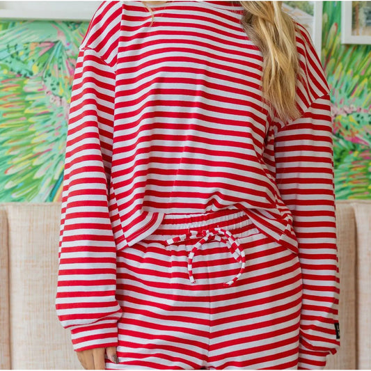 Lulu Mac Striped Long Sleeve Top - Red
