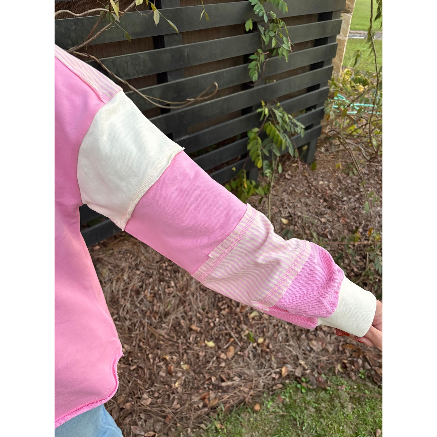 Color Block Oversized Knit Top - Pink