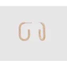 Pair of pearl hoop earrings on a light gray background