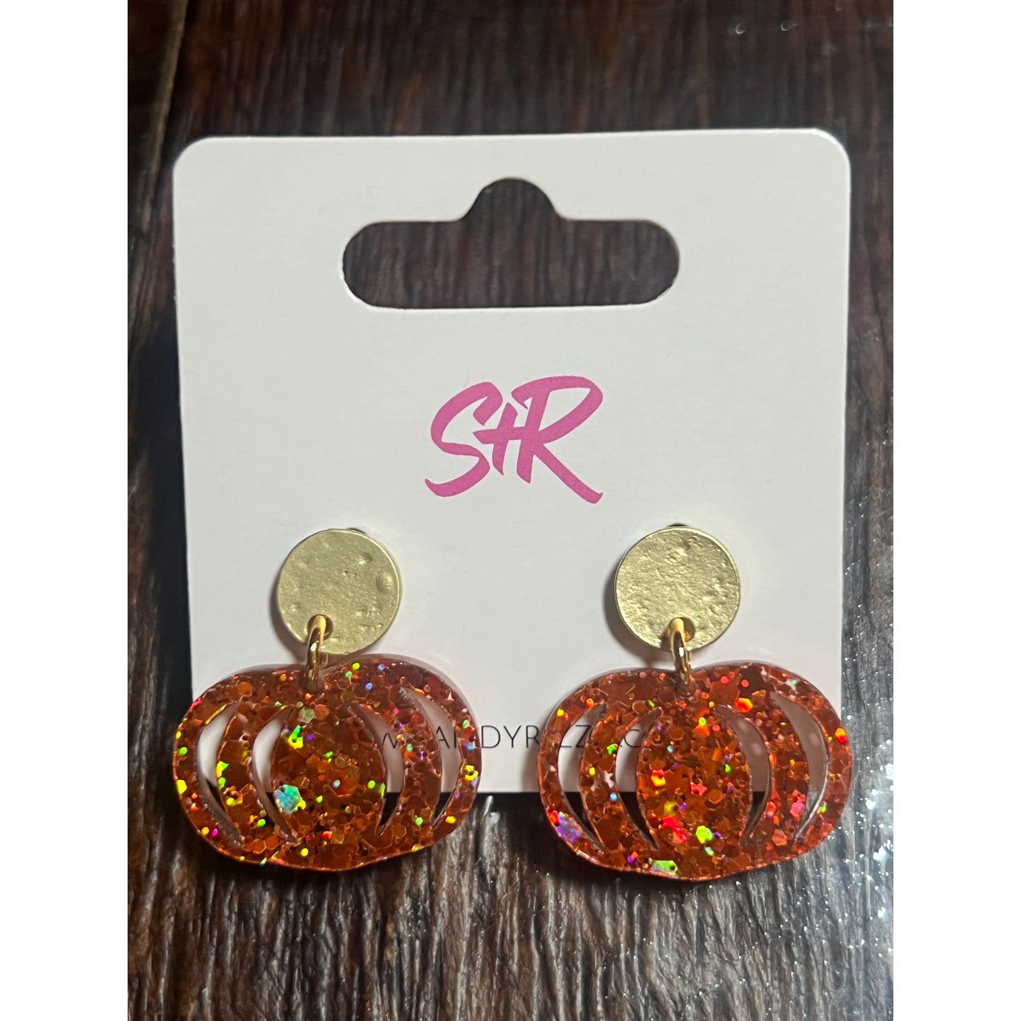 Petite Glitter Acrylic Pumpkin Earrings