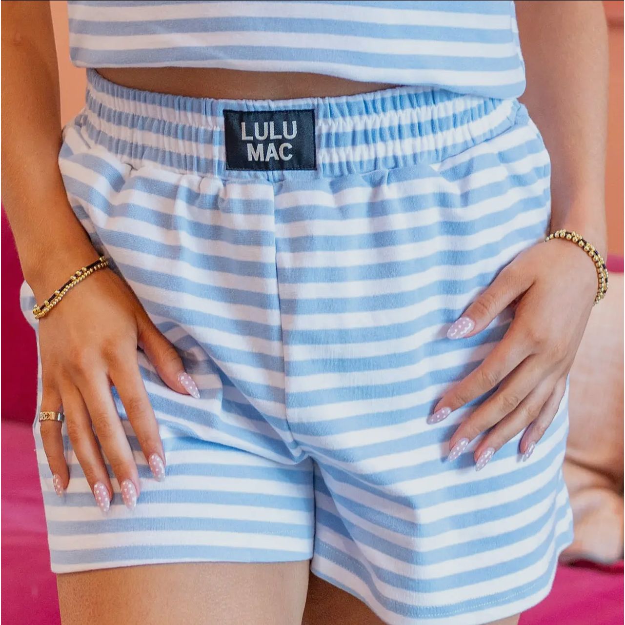 Lulu Mac Striped Shorts - Light Blue