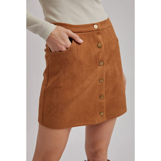 Suede Mini Skirt - Camel
