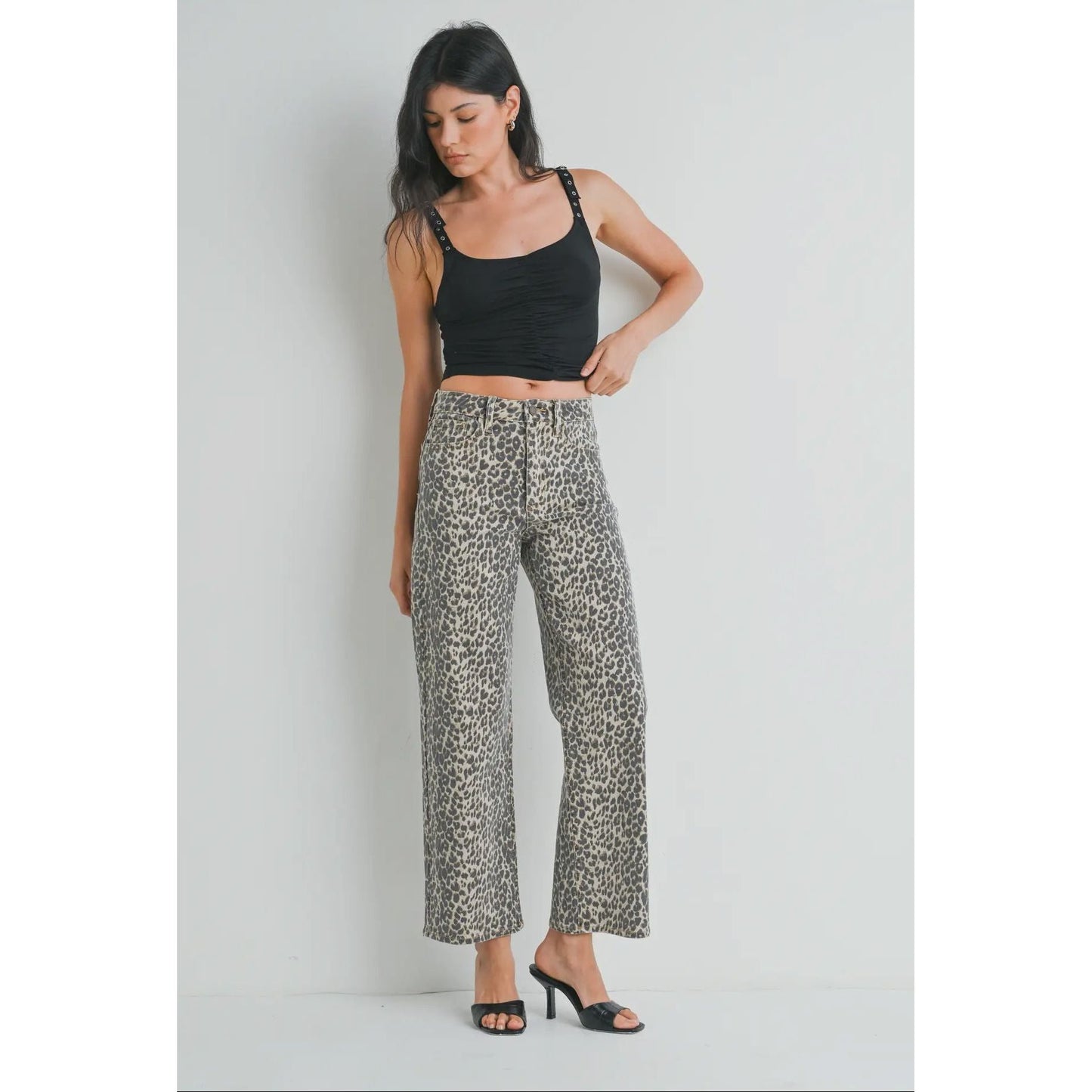 Leopard High Rise Vintage Straight Jean