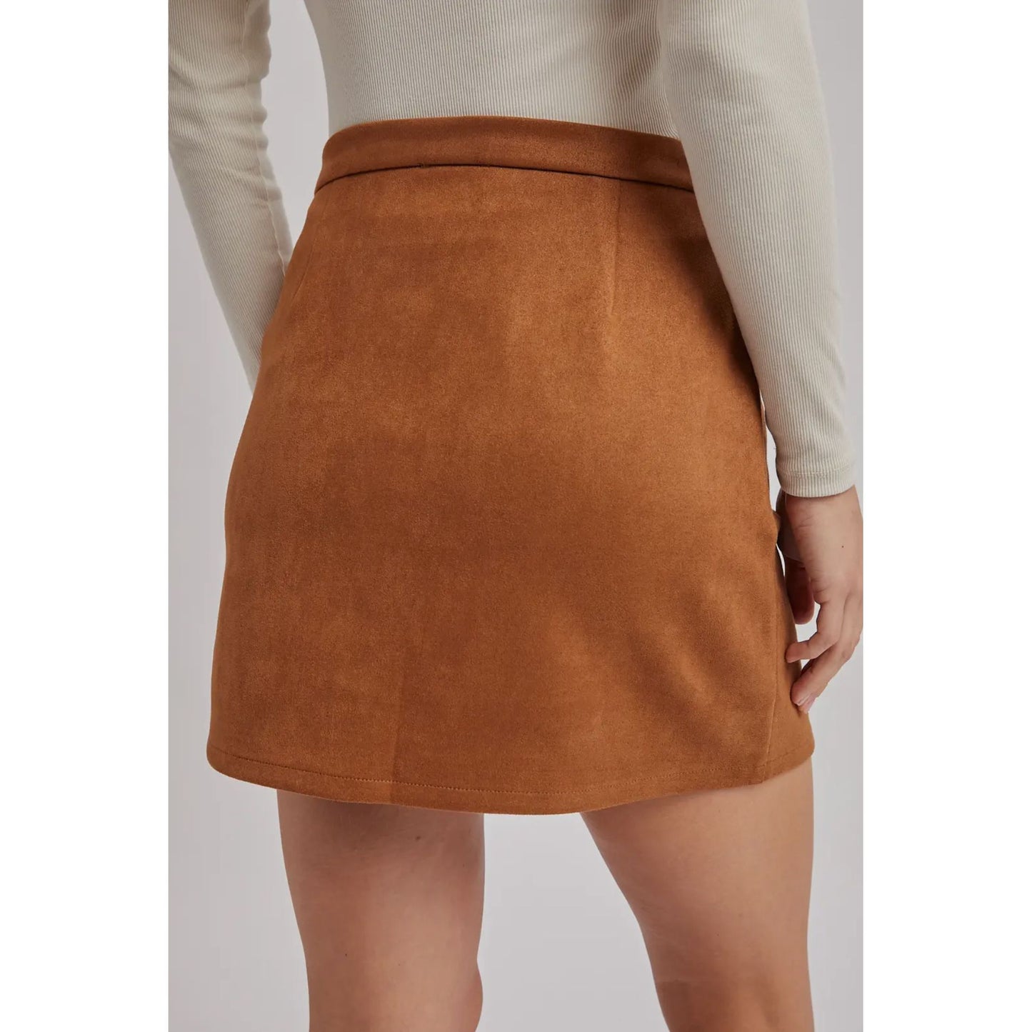 Suede Mini Skirt - Camel