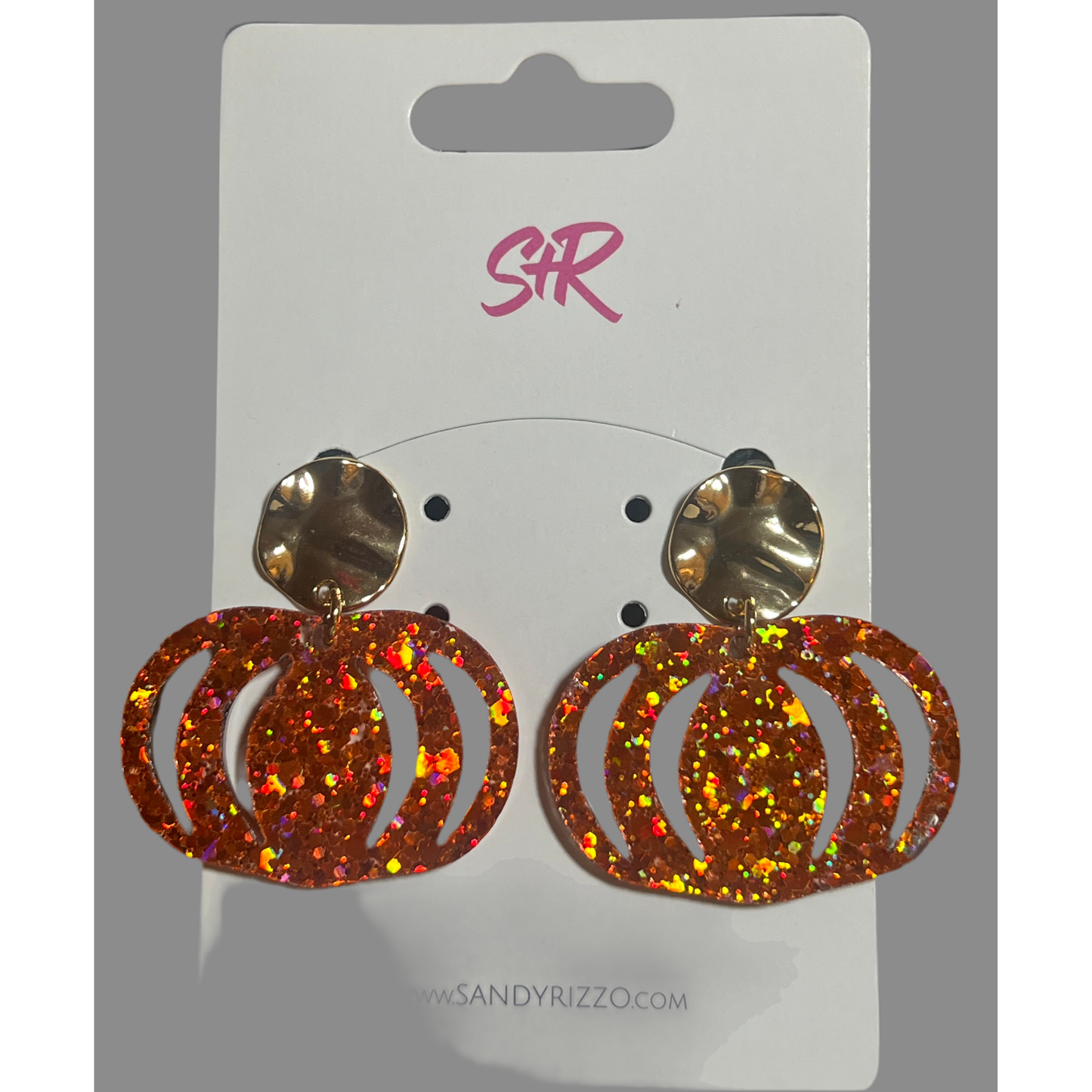 Glitter Acrylic Pumpkin Earrings