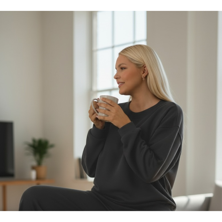 Plus Scuba Crewneck and Pants Set - Black