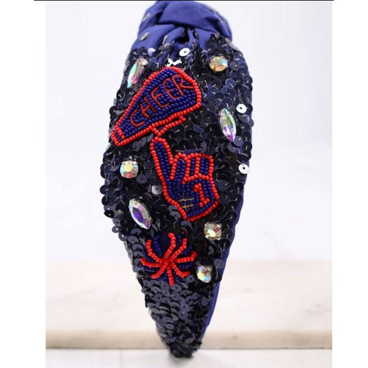 Cheer Sequin Headband Navy Red