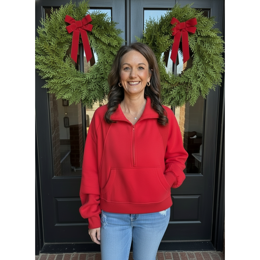 Delta Half Zip Pullover - Red