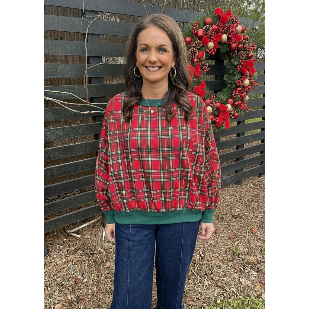 Christmas Red Plaid Top
