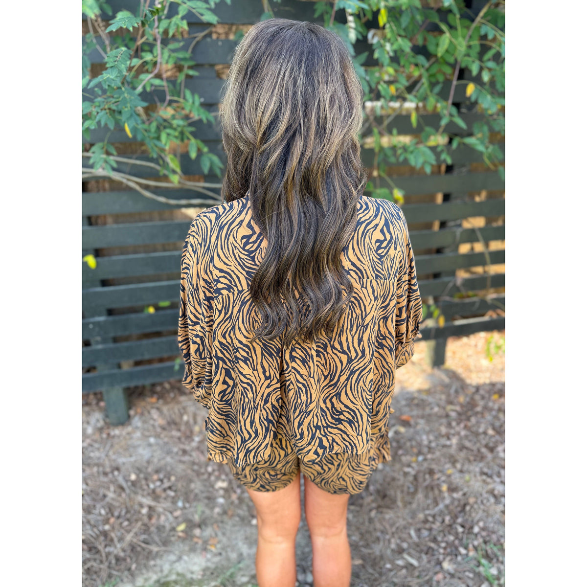 Tiger Print Boxy Cropped Shirt & Shorts Set