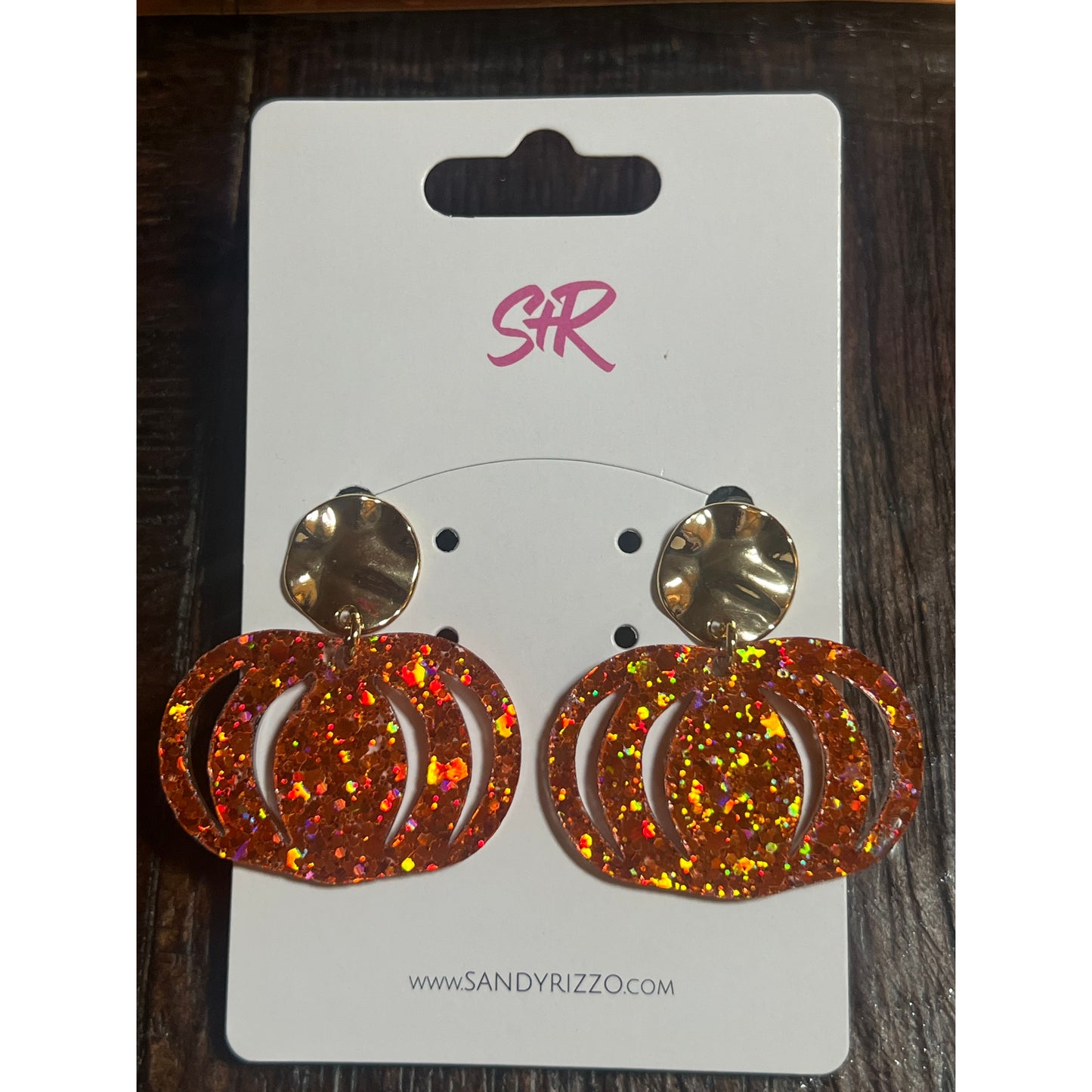 Glitter Acrylic Pumpkin Earrings