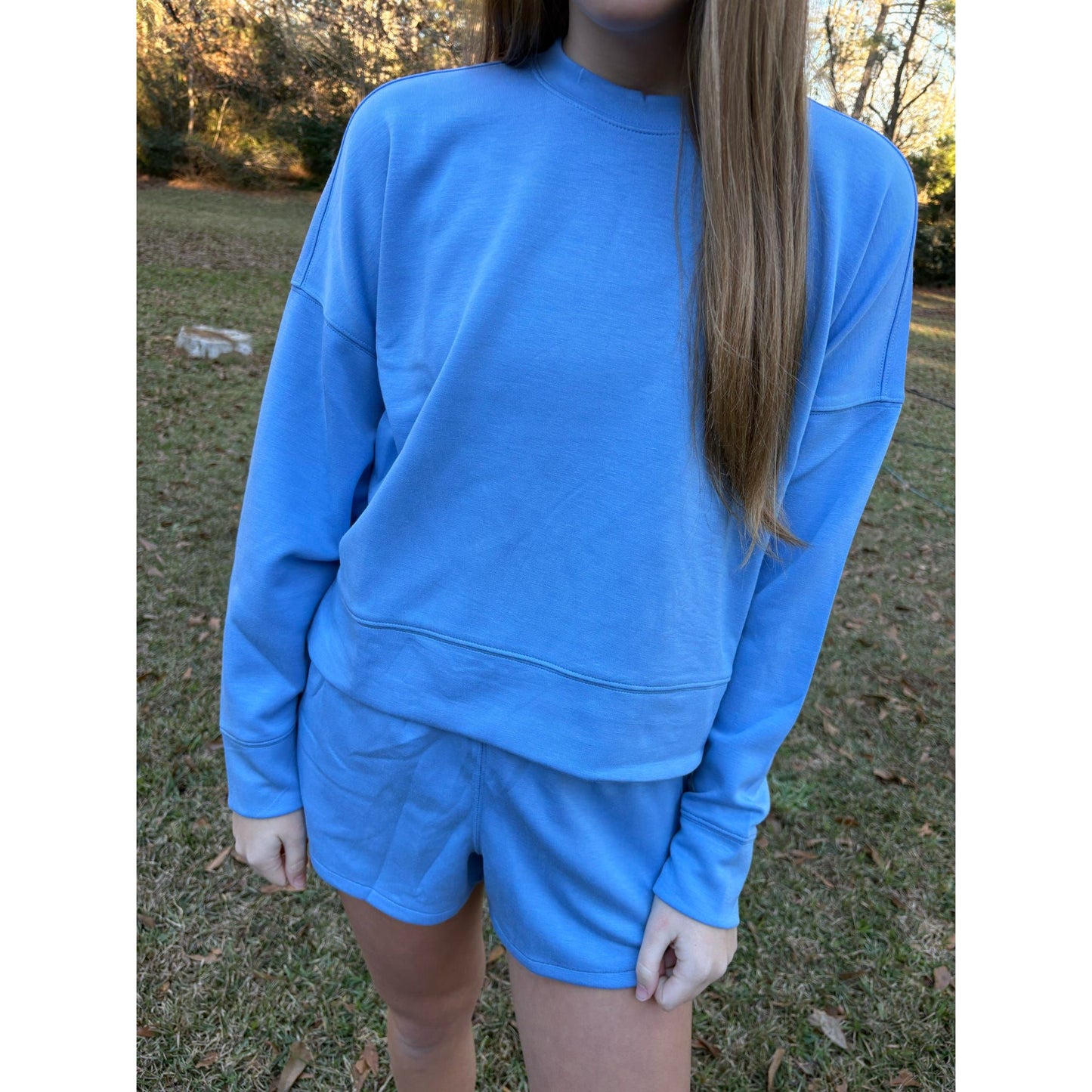 Scuba Sweatshirt & Shorts Set - Cornflower Blue
