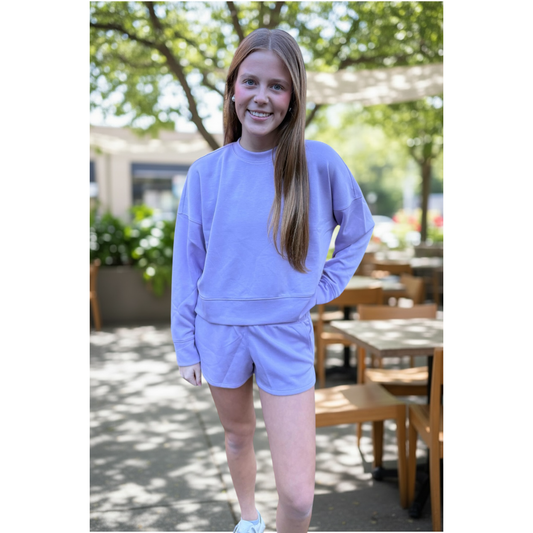 Scuba Sweatshirt & Shorts Set - Lilac