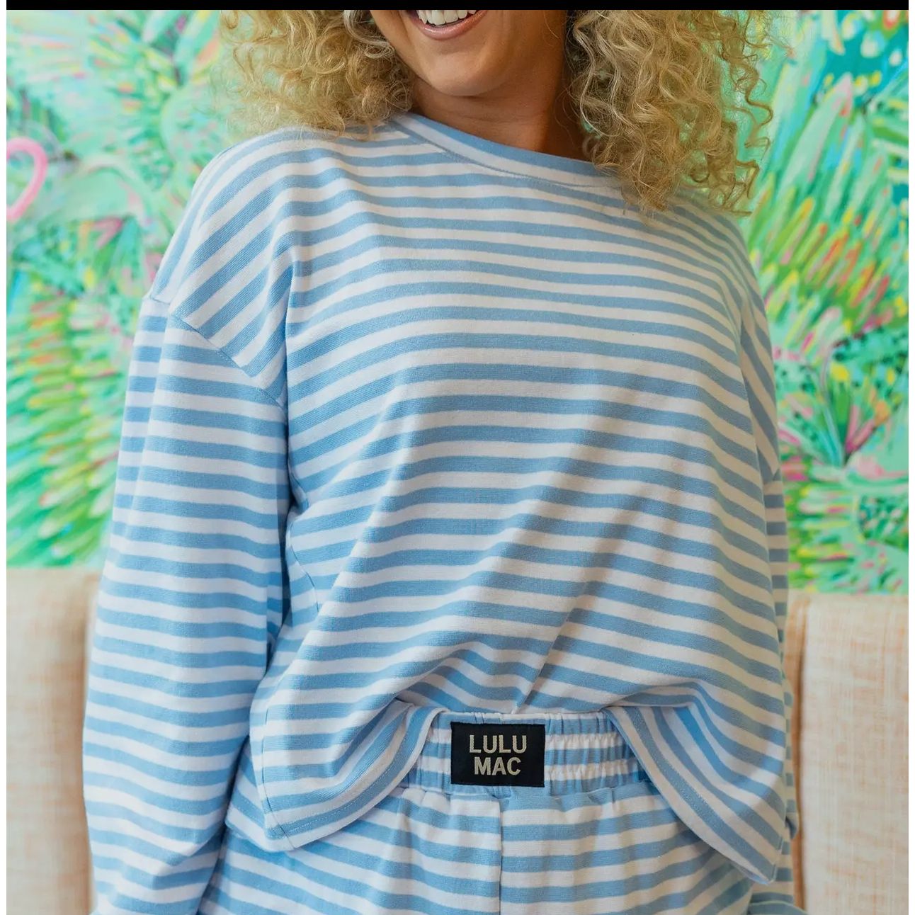 Lulu Mac Striped Long Sleeve Top - Light Blue
