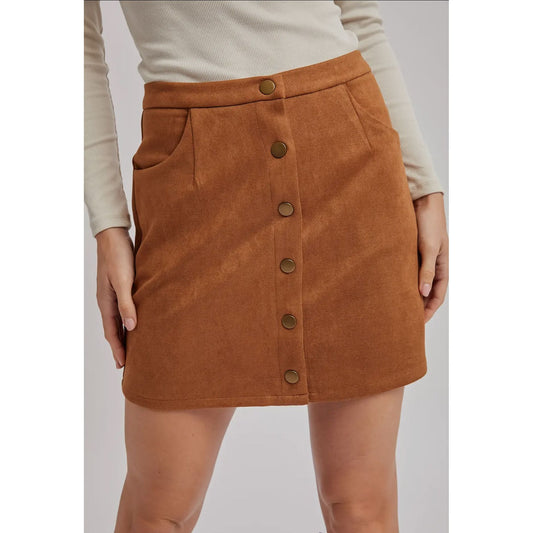 Suede Mini Skirt - Camel