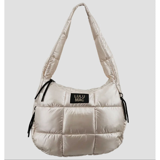 LULU MAC Puffer Metallic Tote Bag - Off White