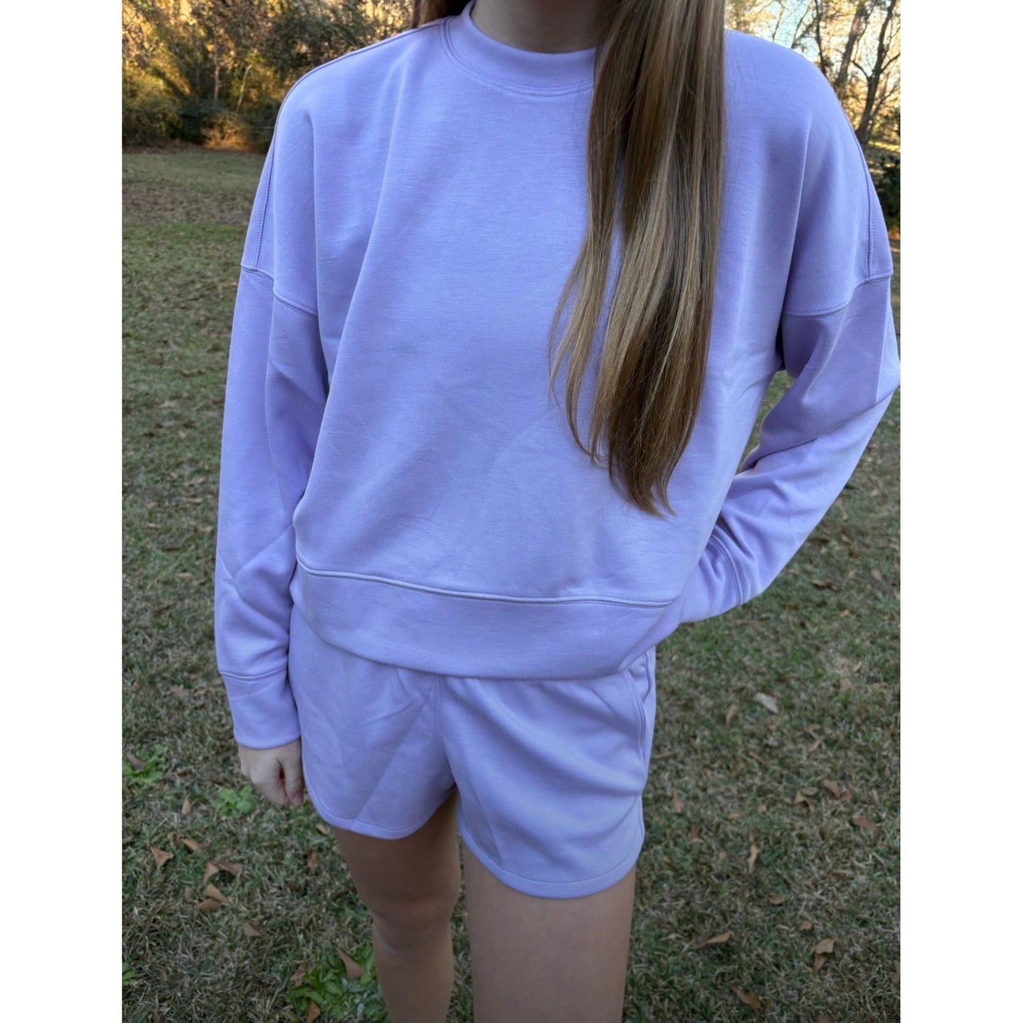 Scuba Sweatshirt & Shorts Set - Lilac