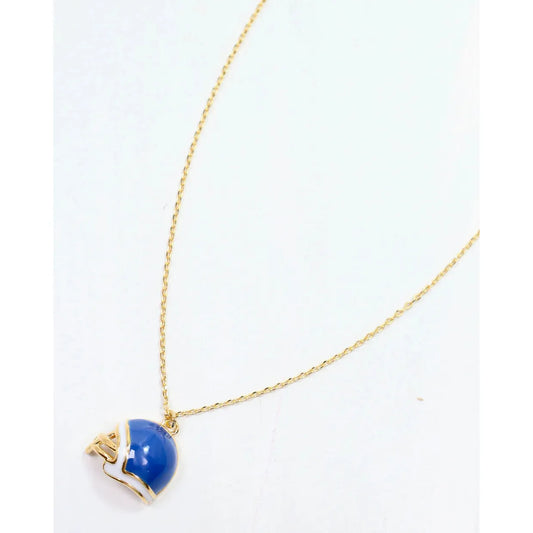 Enamel Helmet Necklace Blue White