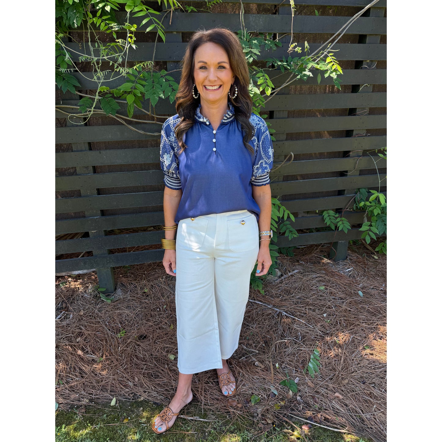 Heirloom Chambray Smocked Blouse