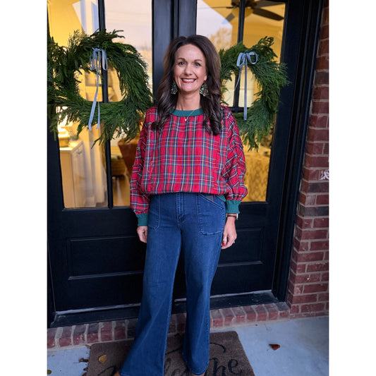 Christmas Red Plaid Top