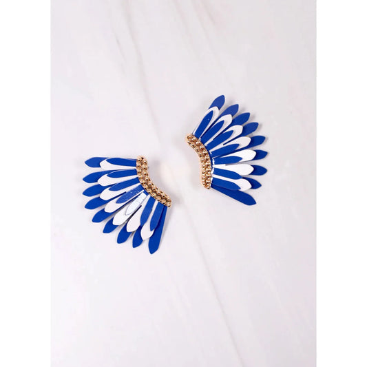 Fernie Metal Fan Earring Blue