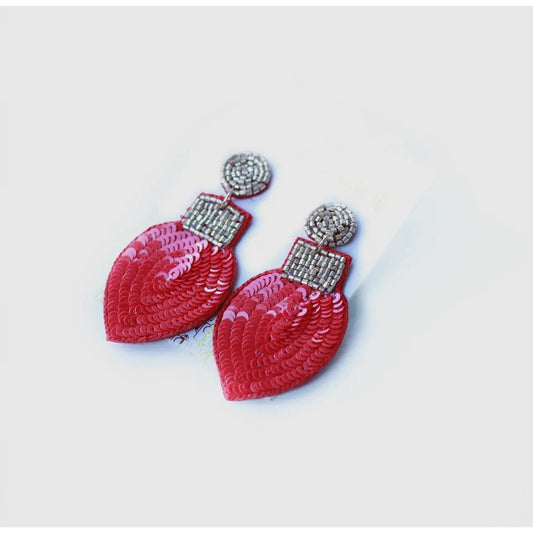 Custom Sequin Bulb Earrings - Red