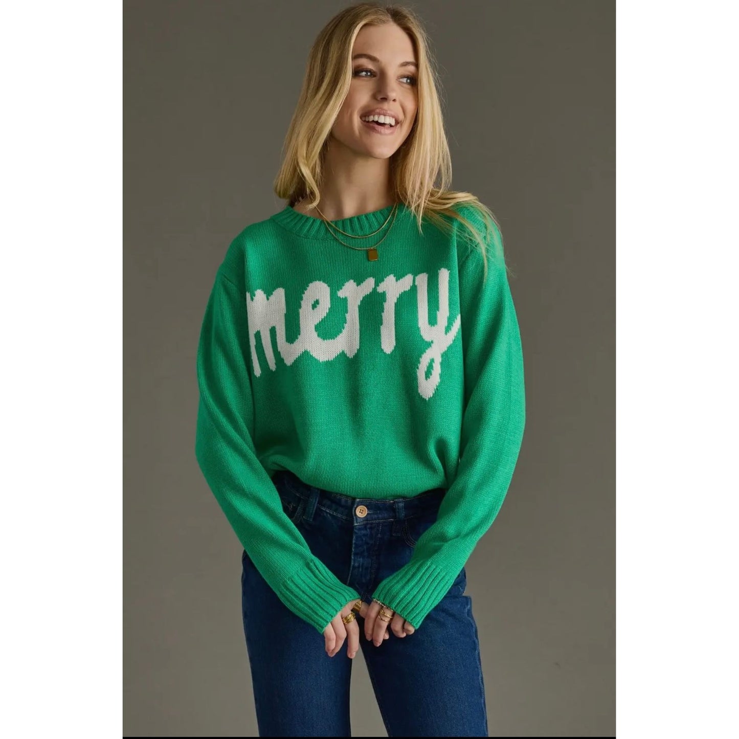 Kelly Green Merry Sweater