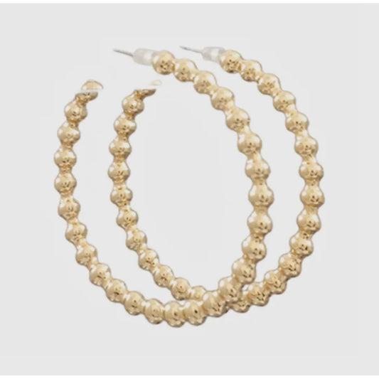 Gold Ball Hoop Earrings