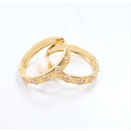 Hollman Crystal Clover Hoop Gold