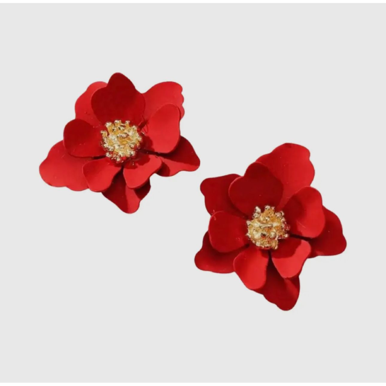 Red Petal Stud Earrings
