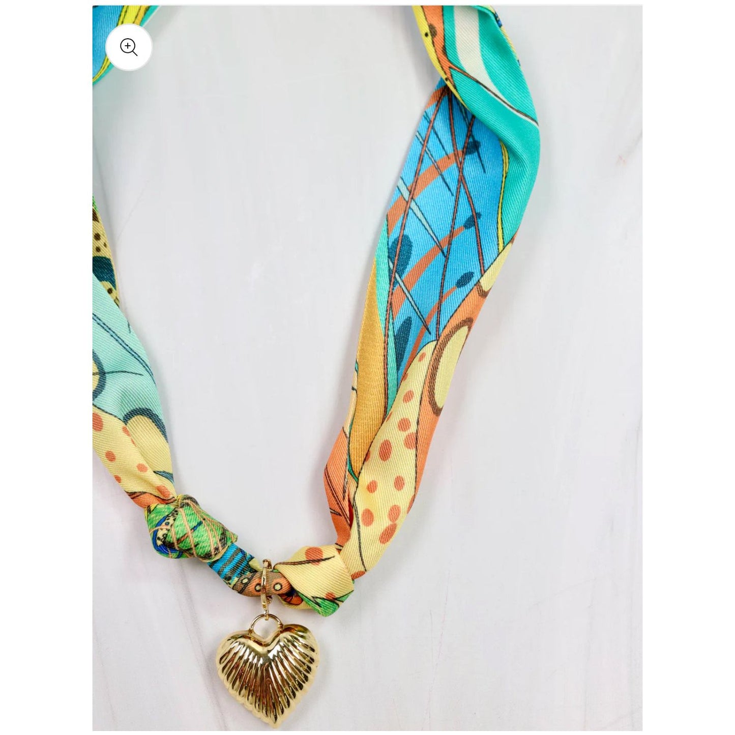 Lillie Scarf Charm Necklace Orange Turquoise