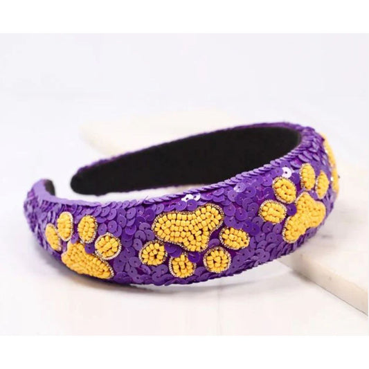 Sequin Pawty Headband Purple Yellow