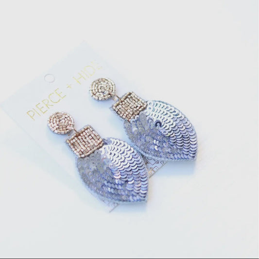 Custom Sequin Bulb Earrings - Silver