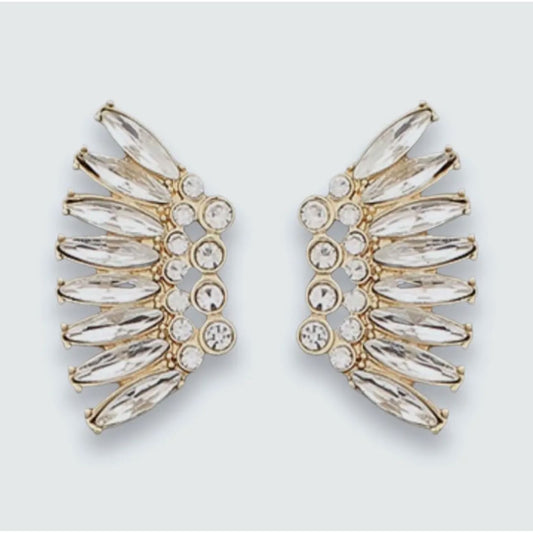 Gold Crystal Marquis Wing Earrings