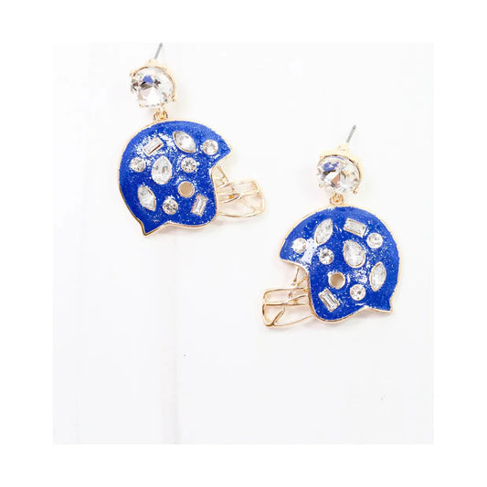 Halsey Helmet Earrings Blue White