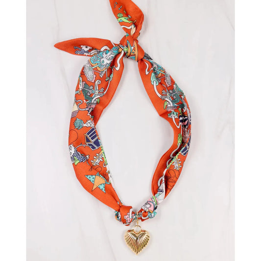 Lillie Scarf Charm Necklace Orange