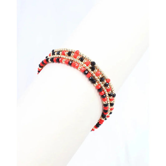 Lottie Beaded Bracelet Set Black Red