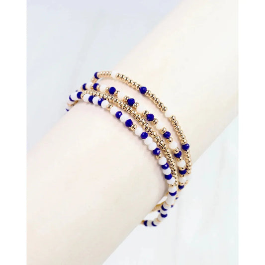 Lottie Beaded Bracelet Set Blue White
