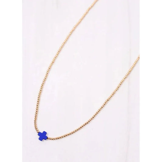 Rink Necklace with Cross Blue
