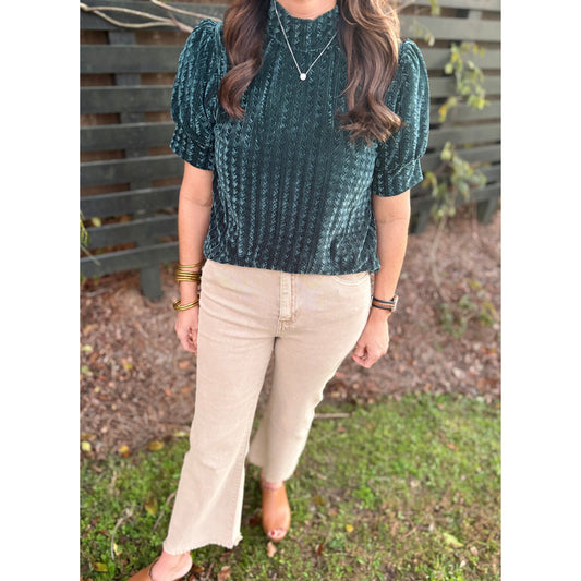 Annie Ks Boutique ash mocha high-waisted acid wash jeans with a frayed raw hem and relaxed straight-wide leg fit.