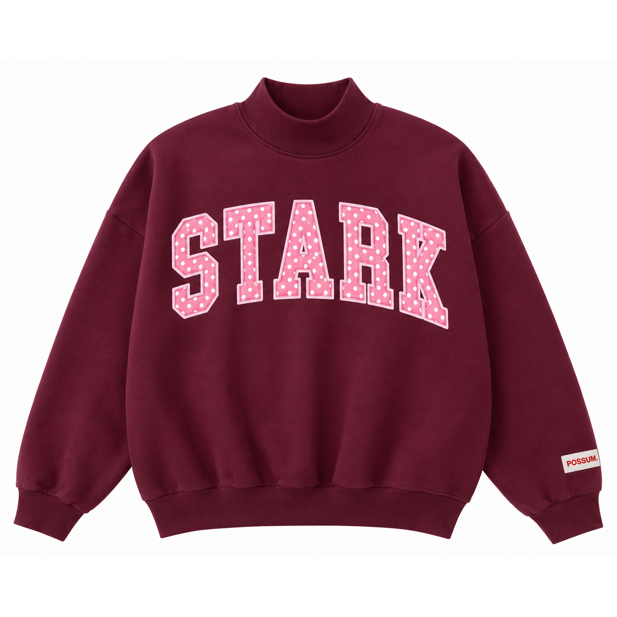 Maroon Stark Polka-Dot Mockneck Sweatshirt